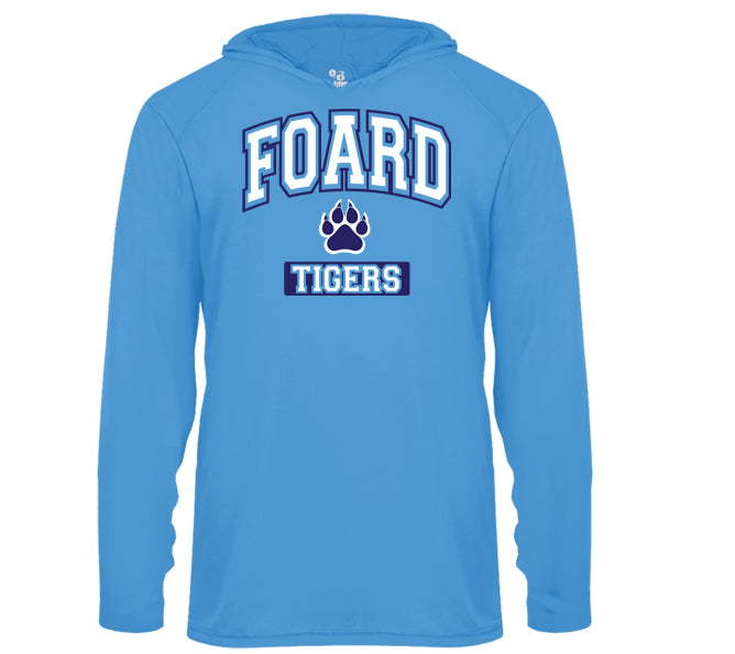 Foard Tigers Navy Arch - Performance Long Sleeve Hooded Tee
