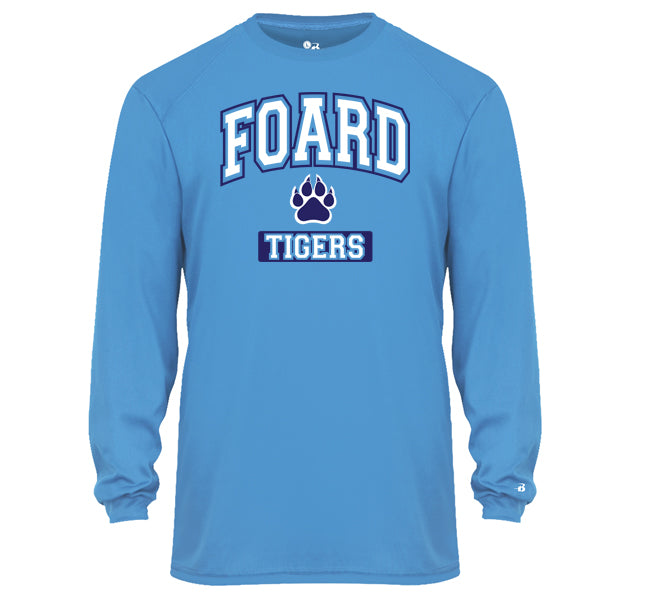 Foard Tigers Navy Arch - Performance Long Sleeve Tee