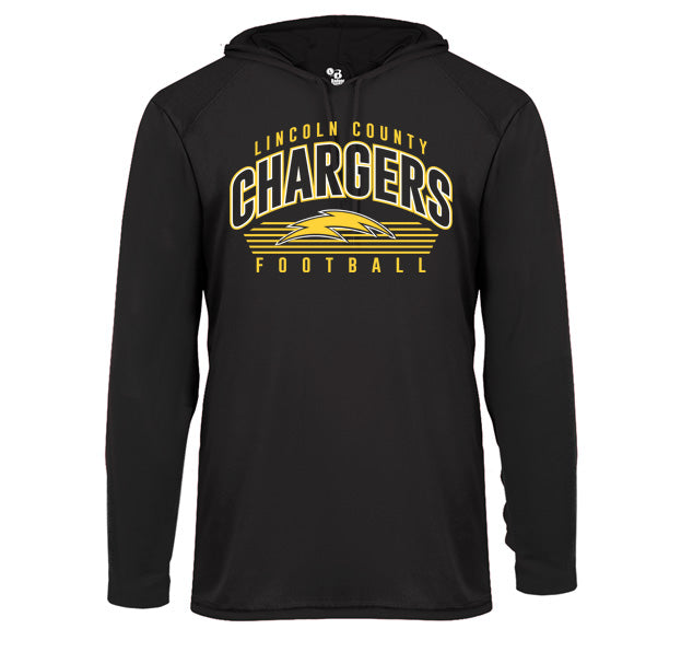 Lincoln Chargers Arch - Performance Long Sleeve Hooded Tee