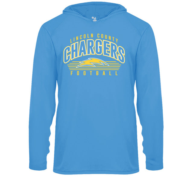 Lincoln Chargers Arch - Performance Long Sleeve Hooded Tee