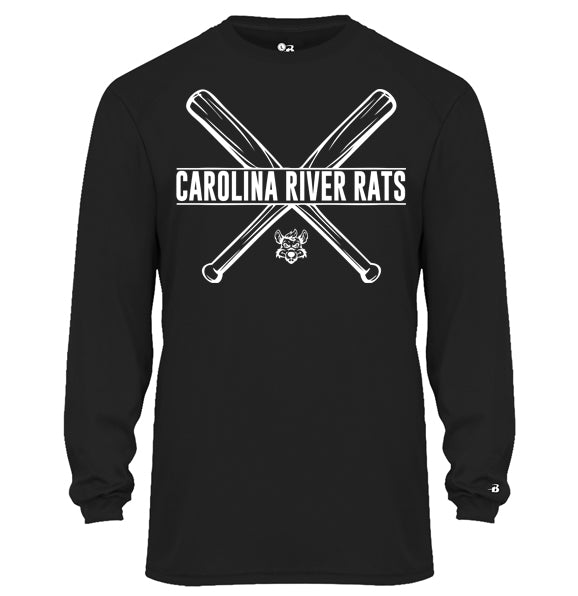 Carolina River Rats Bats - YOUTH Performance Long Sleeve Tee