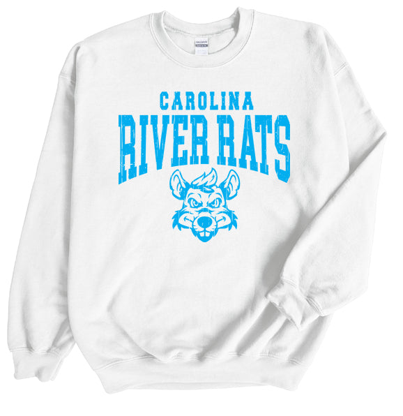 Carolina River Rats Distressed Arch - YOUTH Crewneck Sweatshirt