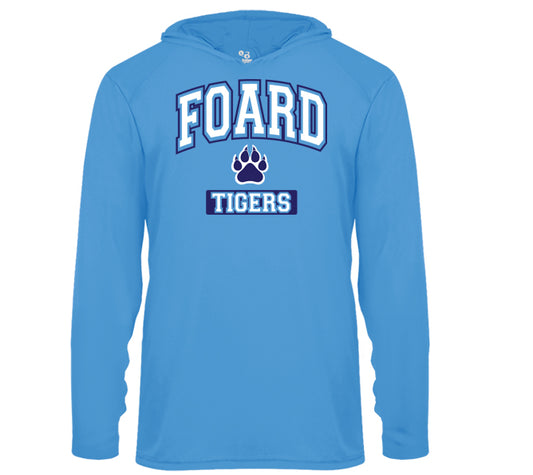 Foard Tigers Navy Arch - Performance Long Sleeve Hooded Tee