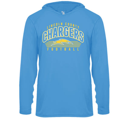 Lincoln Chargers Arch - Performance Long Sleeve Hooded Tee