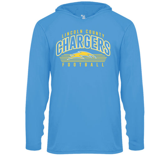 Lincoln Chargers Arch - Performance Long Sleeve Hooded Tee