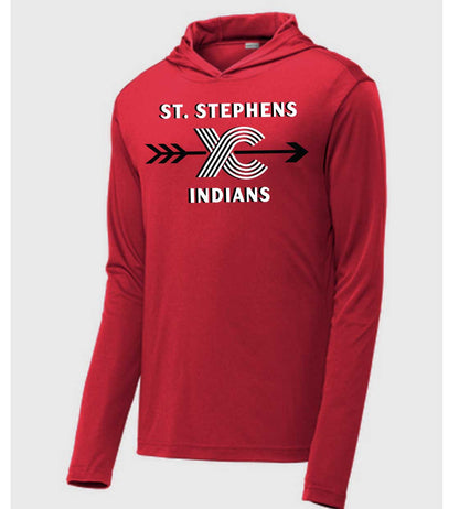 St. Stephens Cross Country - Hooded Performance Long Sleeve Tee