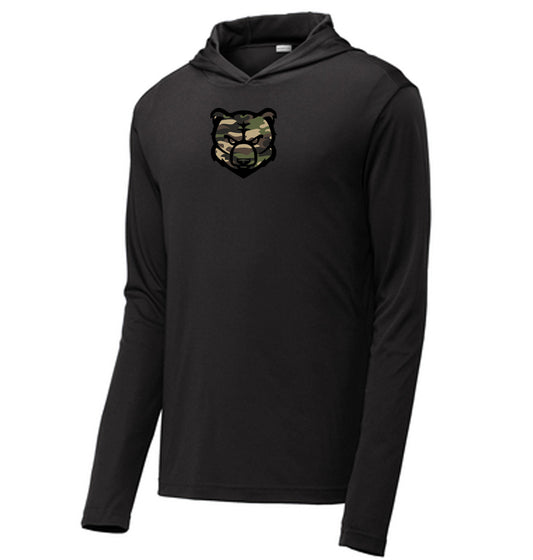 Bunker Hill Camo Bear - Performance Hooded Long Sleeve Tee