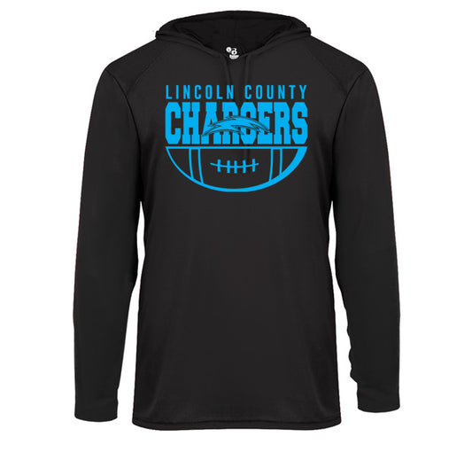 Lincoln Chargers Football - Performance Long Sleeve Hooded Tee
