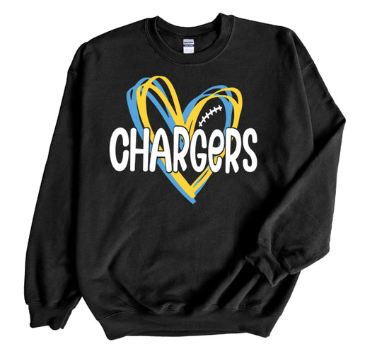 Lincoln Chargers Heart - Crewneck Sweatshirt