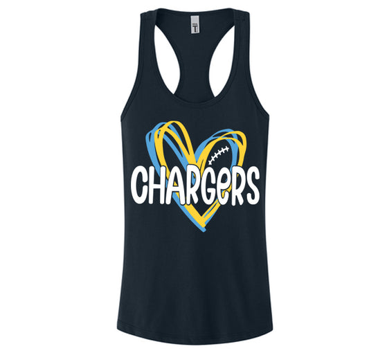 Lincoln Chargers Heart - Racerback Tank Top