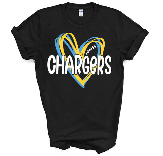 Lincoln Chargers Heart - Short Sleeve Tee